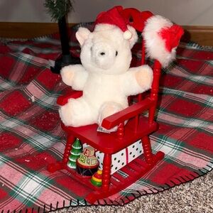 Anco Plush Bear in Musical Red Rocking Chair